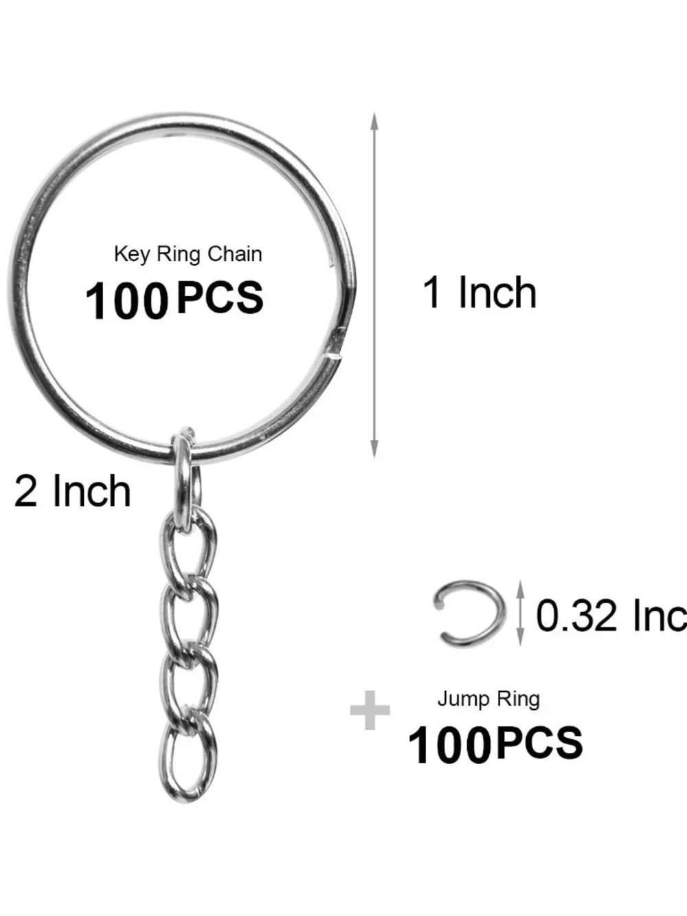 50PCS Bulk Keychains Set, Split Keychains Rings with Chain 1 inch, Key Rings, Ke